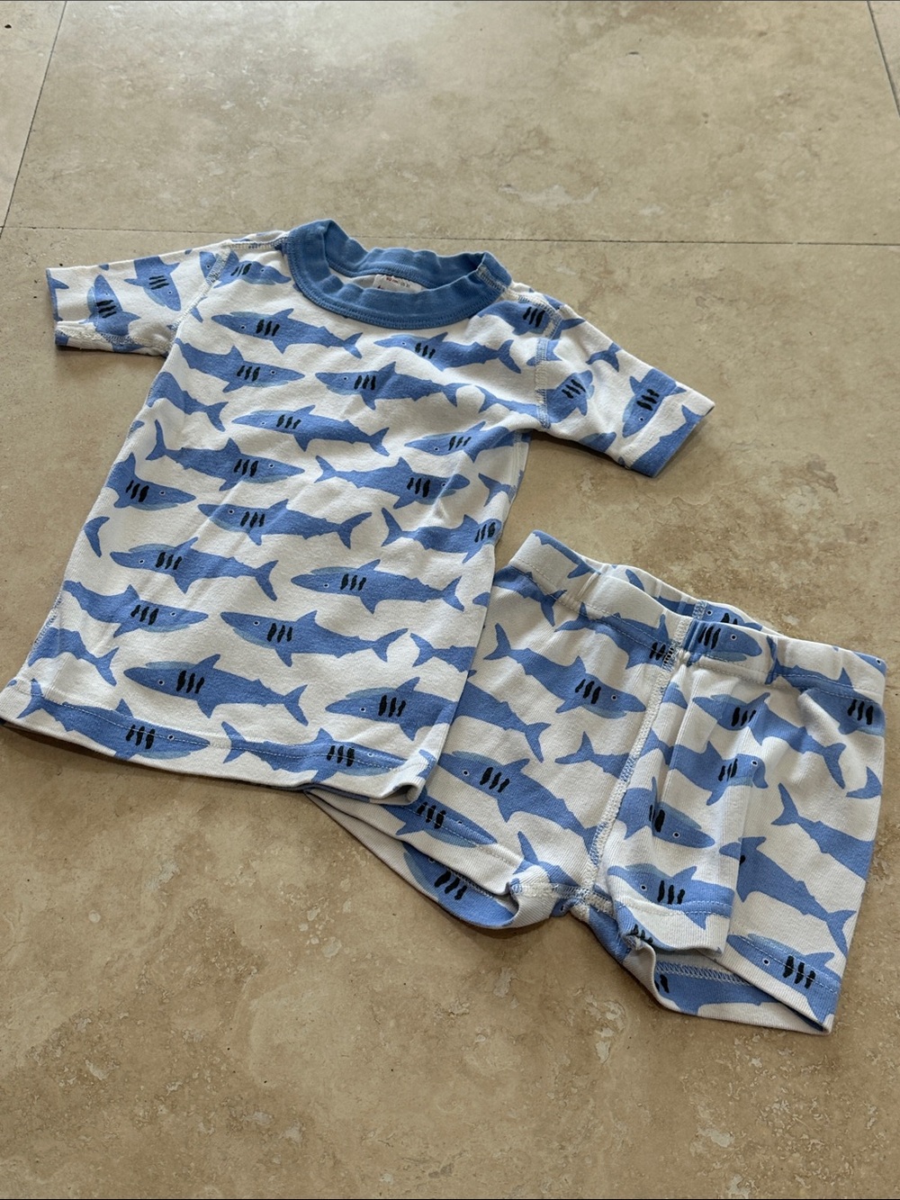 Hanna Andersson Blue & White Shark Swim Rashguard Set